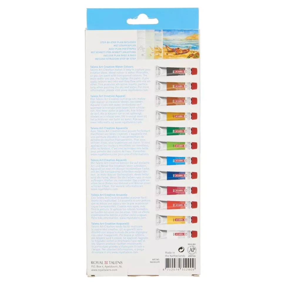 Set de 12 Tubos de Acuarela ArtCreation 12ml