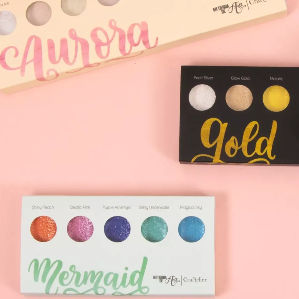 Set de Acuarelas Metálicas Gold Craftelier