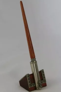 Set de escritura 45 pluma de madera y alpaca, tintero y portapluma Bortoletti