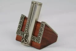 Set de escritura 45 pluma de madera y alpaca, tintero y portapluma Bortoletti