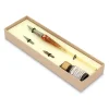 Set de escritura con pluma de Murano ambar, blanco y bronce Bortoletti