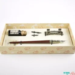 Set de escritura con pluma de madera y portapluma Bortoletti