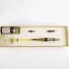 Set de escritura con pluma de Murano azul y oro Bortoletti
