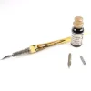 Set de escritura con pluma de Murano marfil, negro y bronce Bortoletti