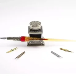 Set de escritura con pluma de Murano rojo Bortoletti