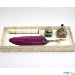 Set de escritura con pluma de oca burdeos Bellini Bortoletti