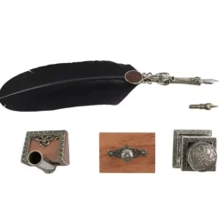 Set de escritura con pluma negra Bortoletti