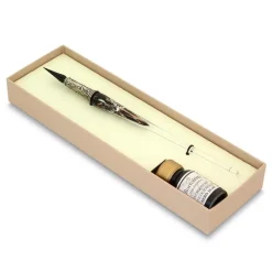 Set de escritura con pluma de cristal Negro