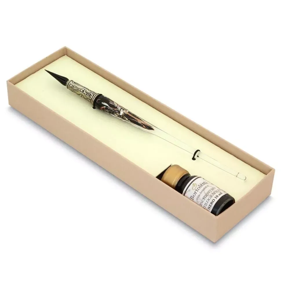 Set de escritura con pluma de cristal Negro