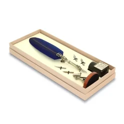 Set de escritura con pluma de oca azul Morosini Bortoletti