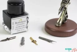 Set de escritura con pluma de oca azul Morosini Bortoletti