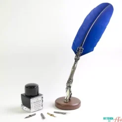 Set de escritura con pluma de oca azul Morosini Bortoletti