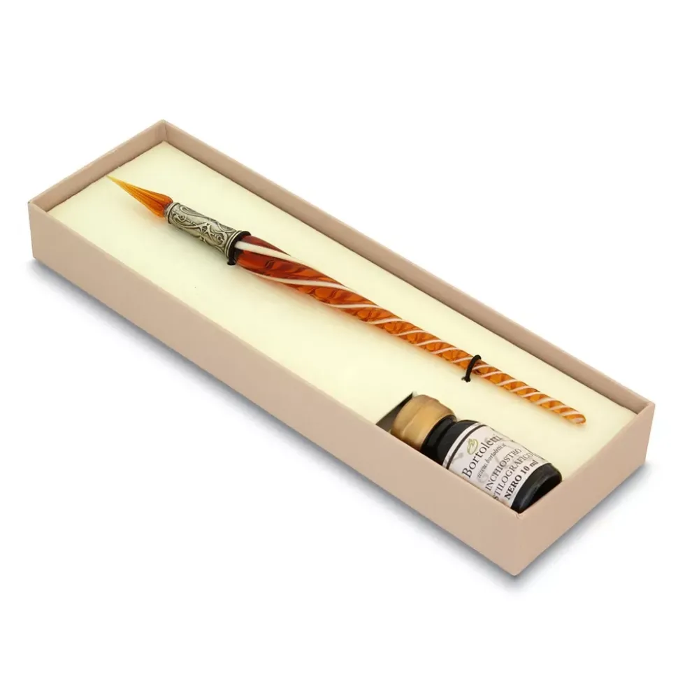 Set de escritura con pluma de Murano Ámbar Orseolo