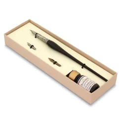 Set de escritura con pluma de Murano Negro Bortoletti