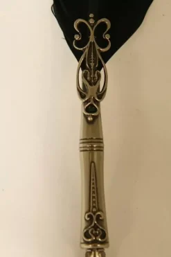 Set de escritura con pluma de oca VERDE y plata/niquel