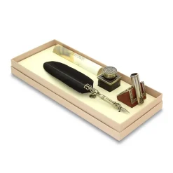 Set de escritura con pluma de oca negra Bellini Bortoletti