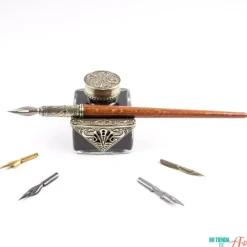 Set de escritura con pluma de madera Bortoletti