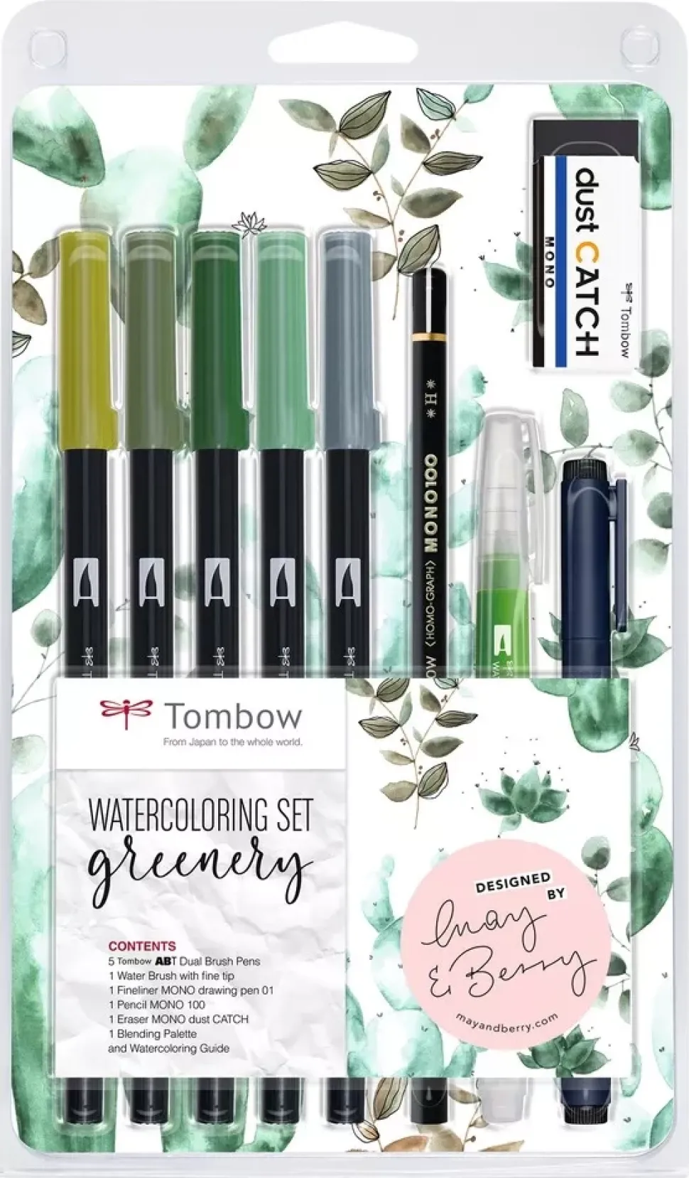 Set de rotuladores Dual Brush Watercoloring Greenery Tombow