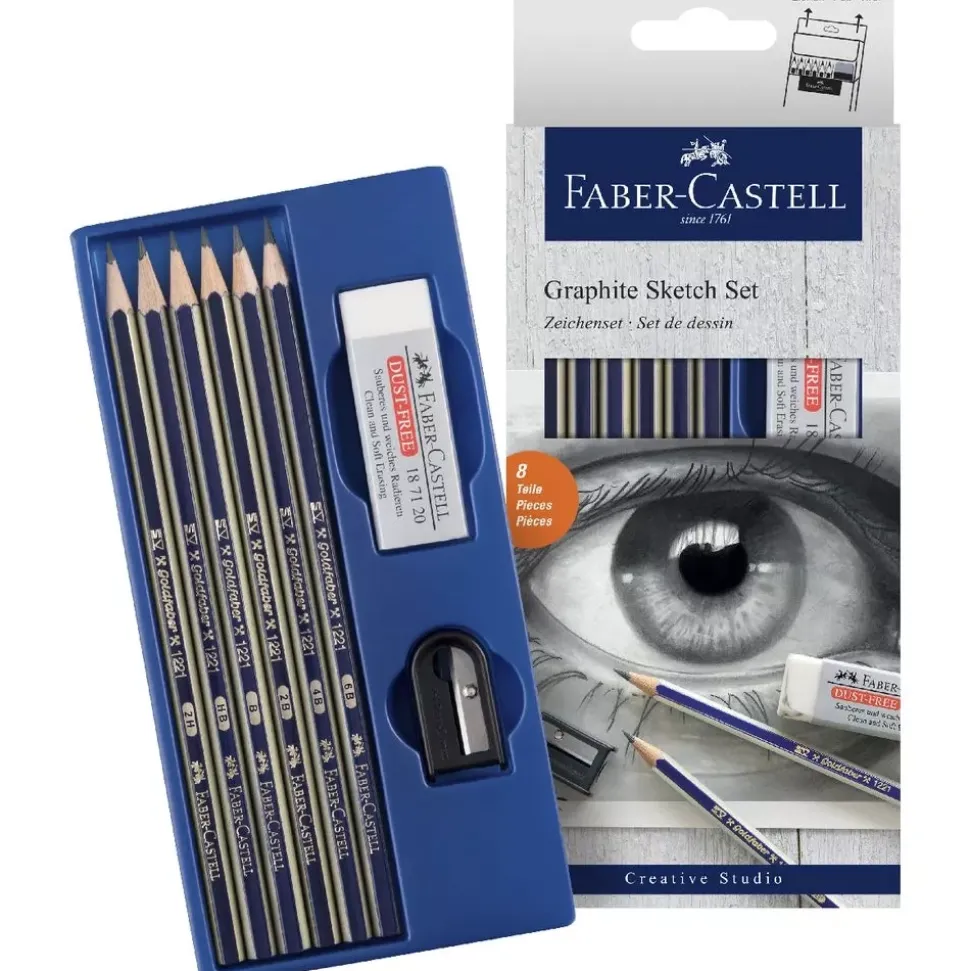 Set Dibujo 8 piezas 2H-6B Goldfaber Graphite Faber-Castell