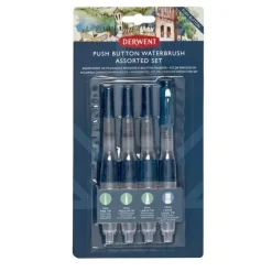 Set pinceles con depósito de agua y botón pulsador Derwent