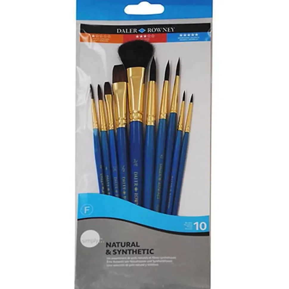 Set pinceles mixtos sintéticos y naturales mango corto Simply Daler-Rowney