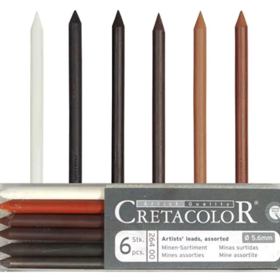 Set portaminas con 6 minas surtidas Cretacolor 5,6mm