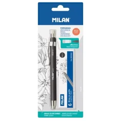 Set Portaminas Profesional Negro + Minas Recambio Milan 5.2mm