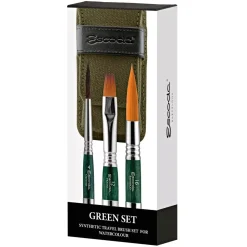 Set viaje acuarela 1273 estuche tela verde y pinceles Escoda