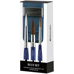 Set viaje acuarela 1271 estuche tela azul y pinceles Escoda