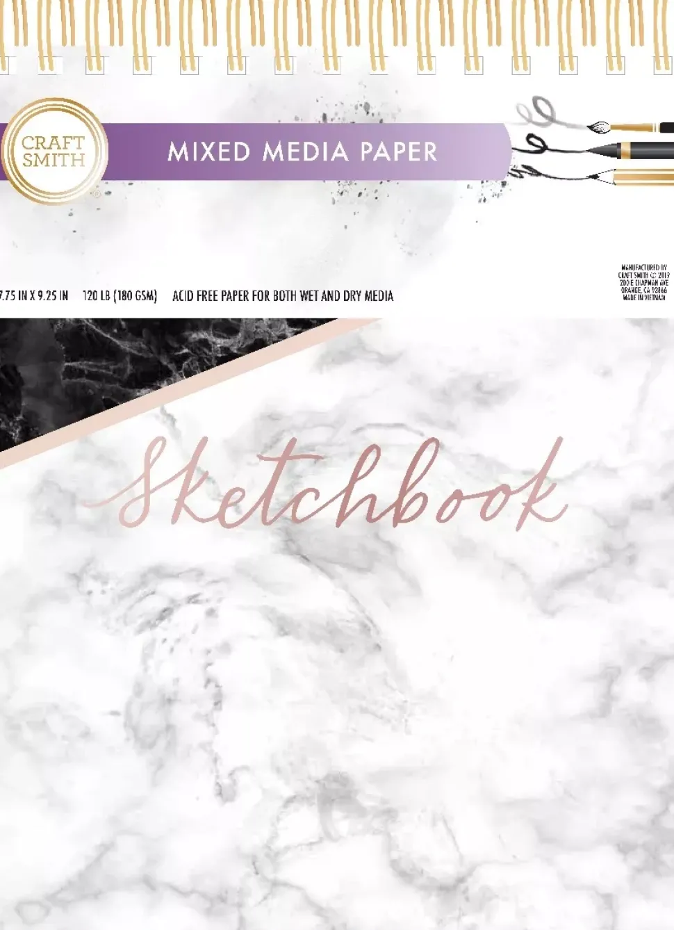 SUPER OFERTA **40%** Bloc de dibujo y Mixed Media Marble Sketchbook Craft Smith 19x23cm