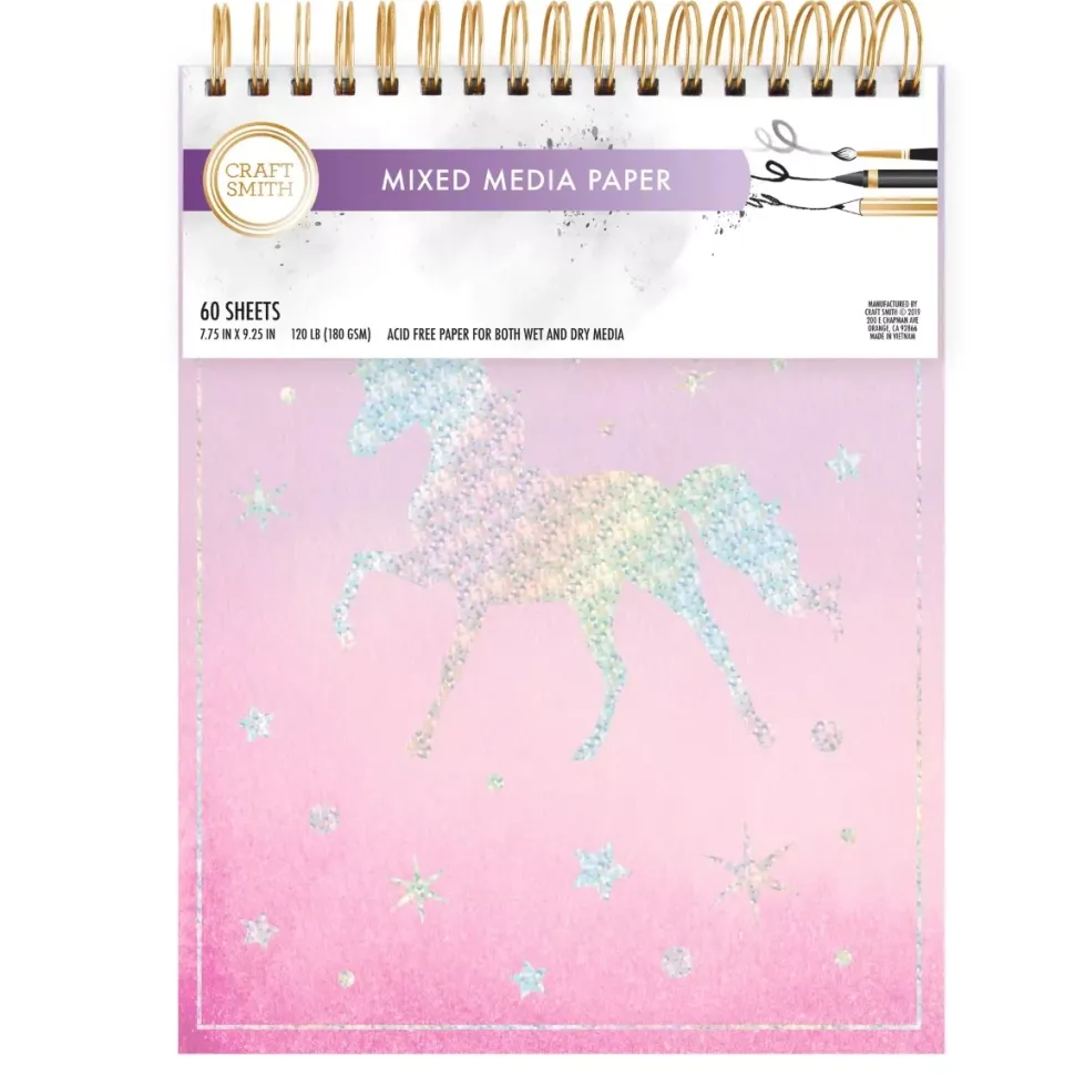 SUPER OFERTA **40%** Bloc de dibujo y Mixed Media Holographic Unicorn Craft Smith 19x23cm