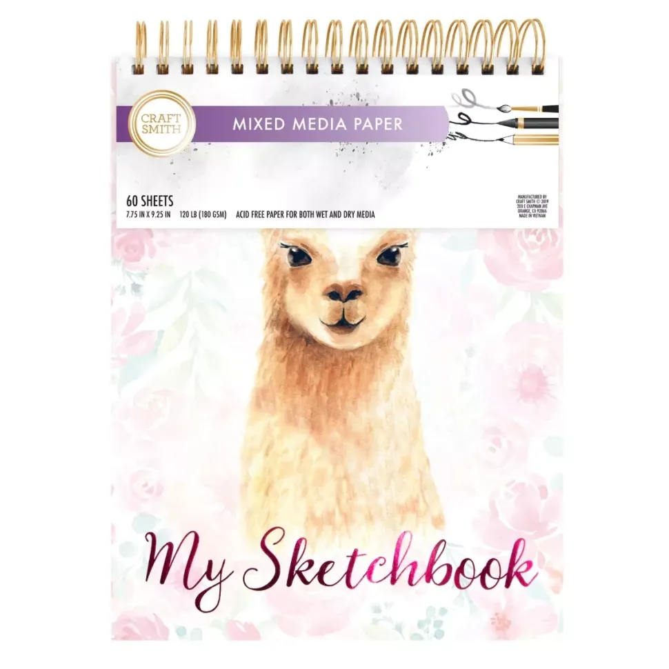 SUPER OFERTA **40%** Bloc de dibujo y Mixed Media Llama Sketchbook Craft Smith 19x23cm