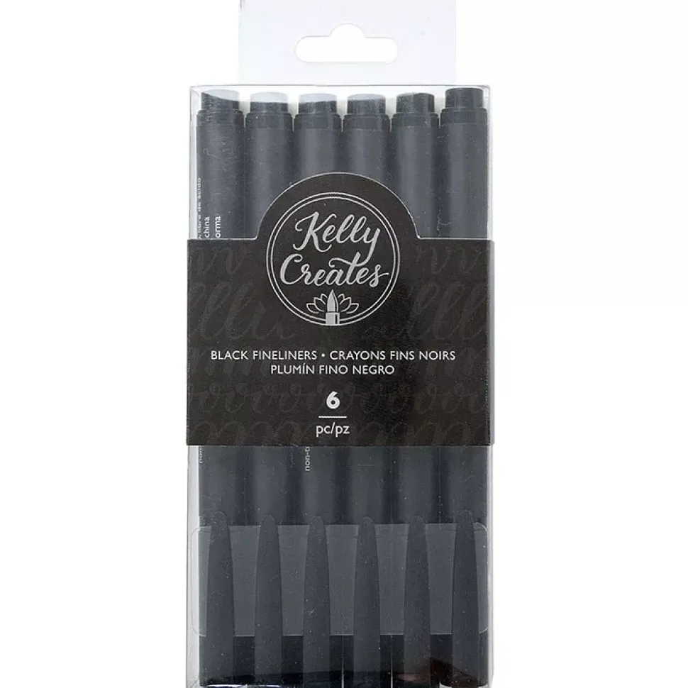 SUPER OFERTA **40%** Set de 6 rotuladores negros Fineliners Kelly Creates