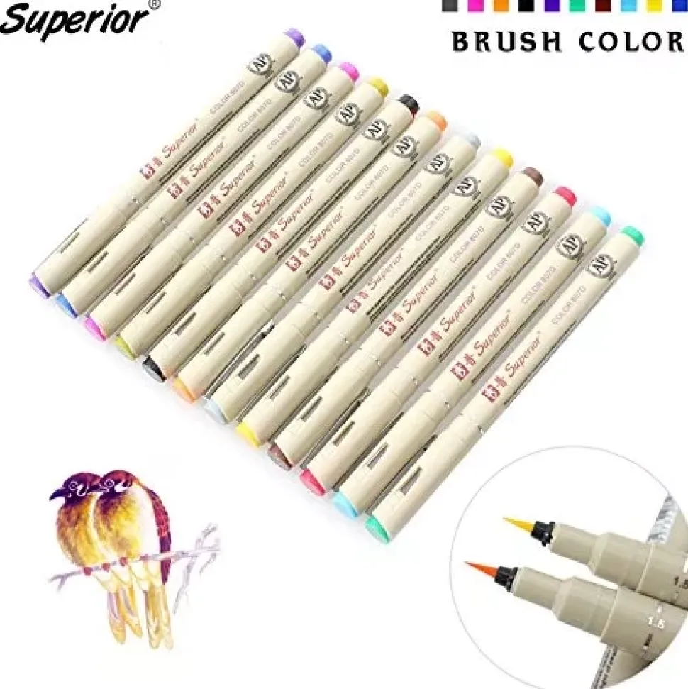 SUPER OFERTA **30%** Set de 12 rotuladores punta pincel Superior