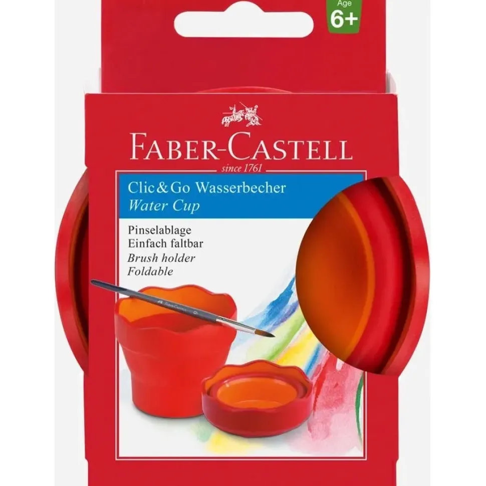 Vaso Portátil Rojo Click&Go Connector Faber-Castell