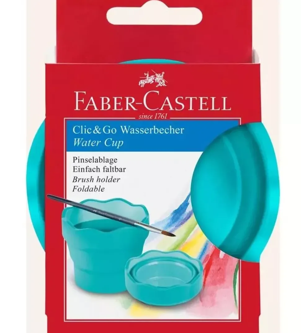 Vaso Portátil Turquesa Click&Go Connector Faber-Castell