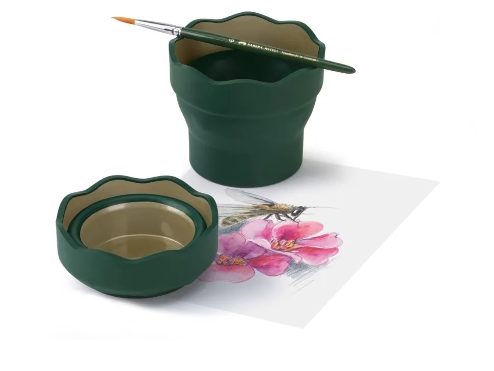 Vaso Portátil Verde Click&Go Connector Faber-Castell