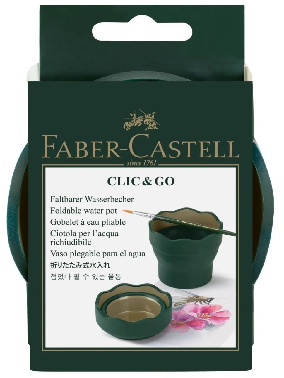 Vaso Portátil Verde Click&Go Connector Faber-Castell