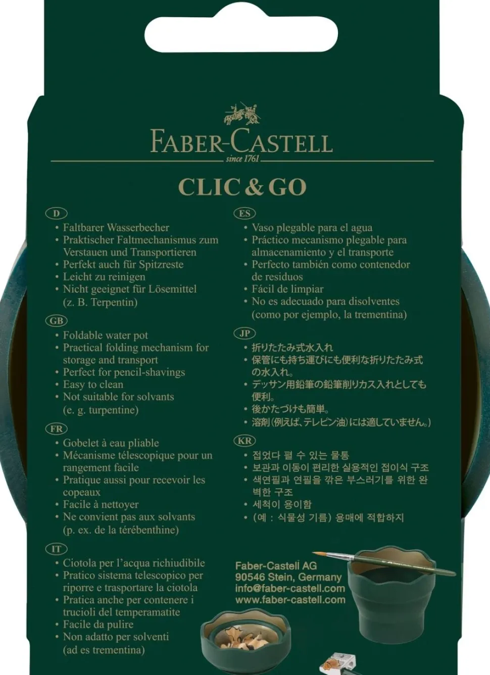 Vaso Portátil Verde Click&Go Connector Faber-Castell
